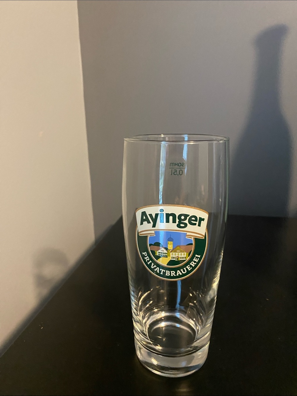 Ayinger Privatbrauerei Beer Glass in Clear & Green 0.5L